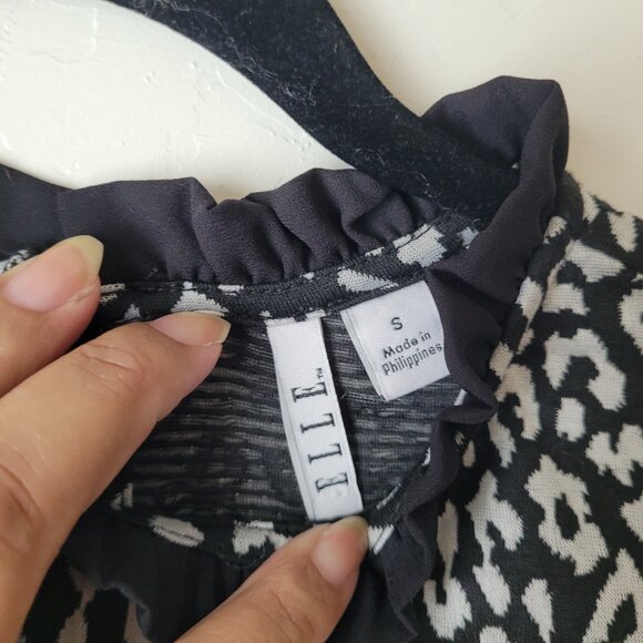 Elle Ruffle Neck Layered Animal Print Blouse - Picture 6 of 9